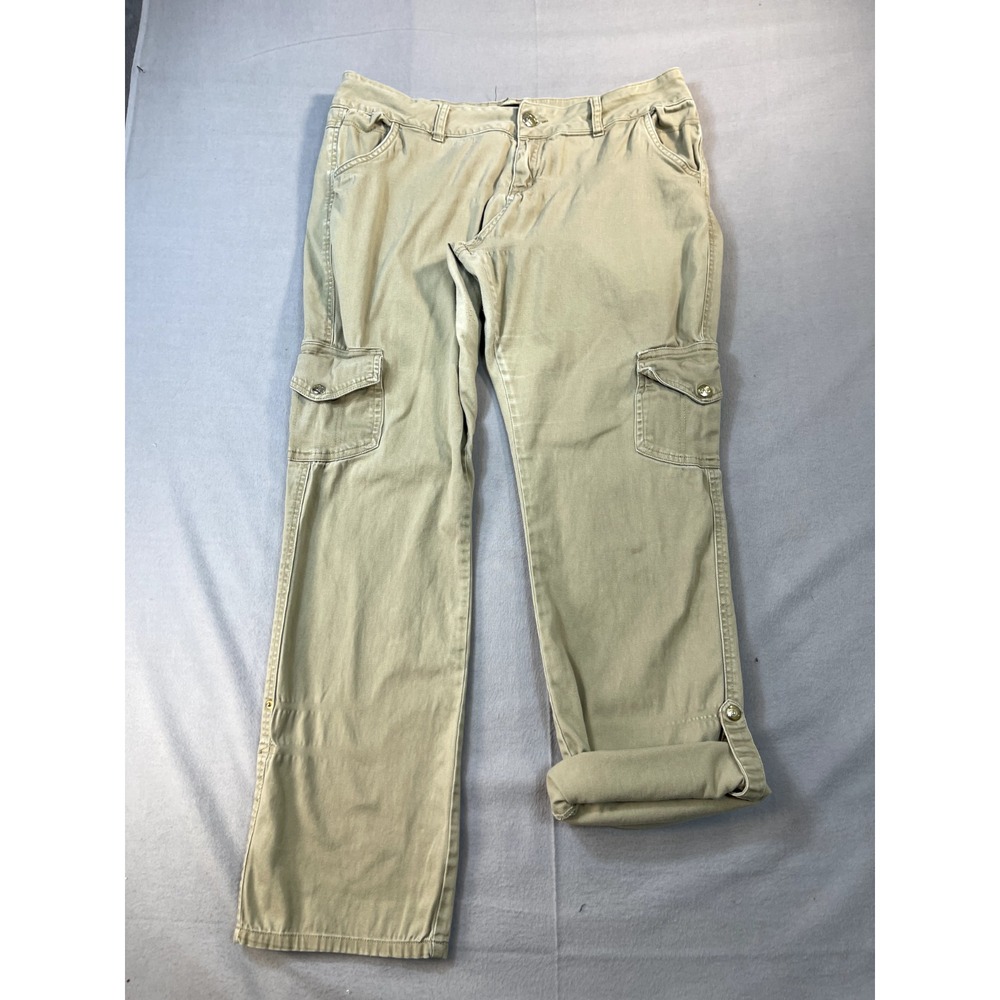 ROCAWEAR cargo pants 14 vintage Womens  khaki spell out on‎ rear end original